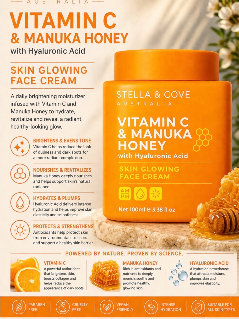 Stella Cove Orange Vitamin C & Manuka Honey Face Cream